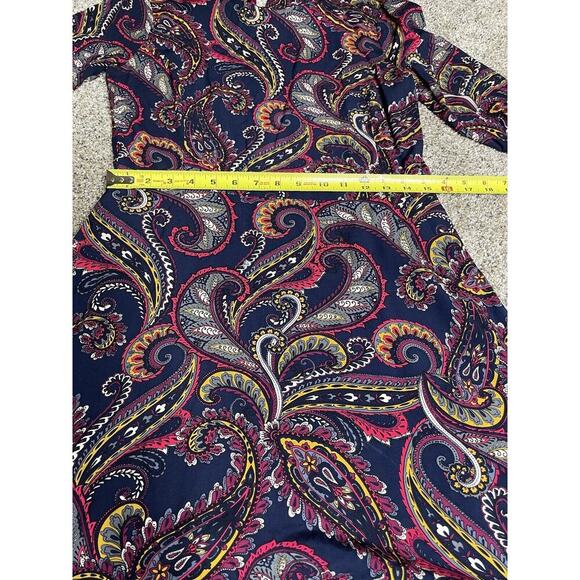 Banana Republic Blue Colorful Print Bell Sleeve Shirt Dress Size 6 Medium - Picture 7 of 8